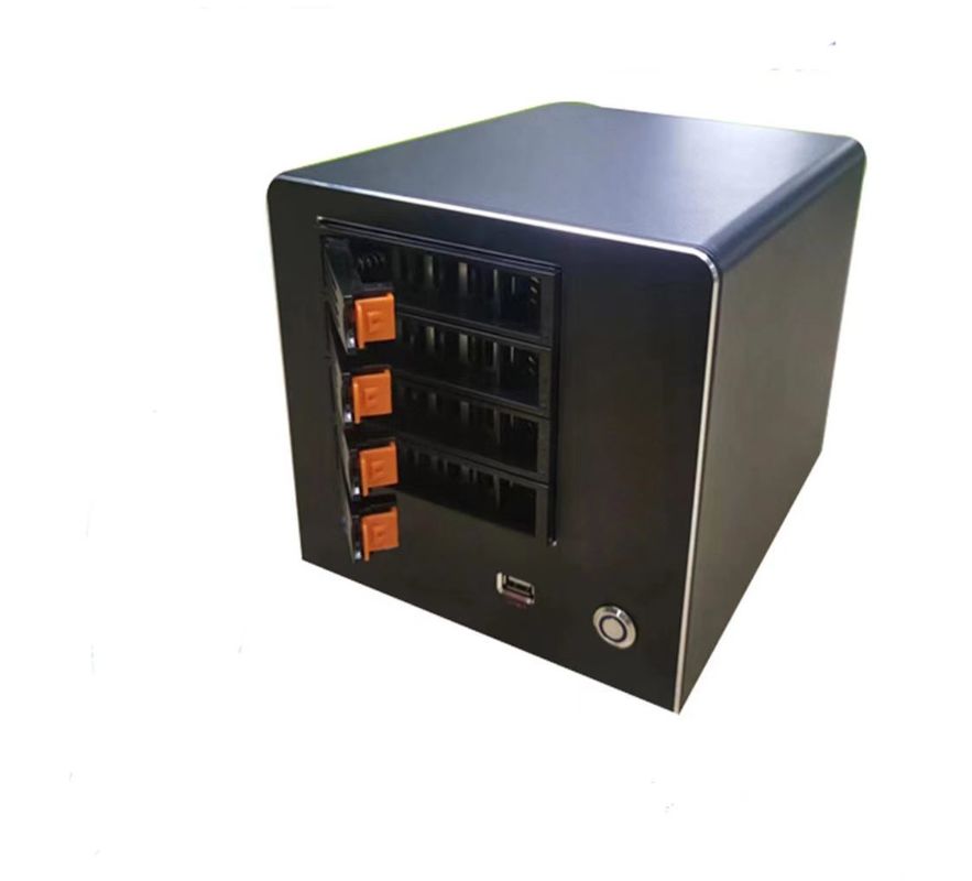Lapisan Nas Storage Server Chassis Rumah tangga 4 Bay Computer Case Panel paduan aluminium